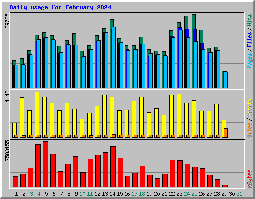 Daily usage for February 2024